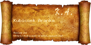 Kubicsek Aranka névjegykártya